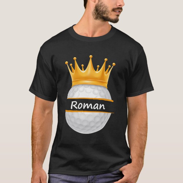 Novelty Golf Personalized Name Roman Sports Dad T-Shirt (Front)