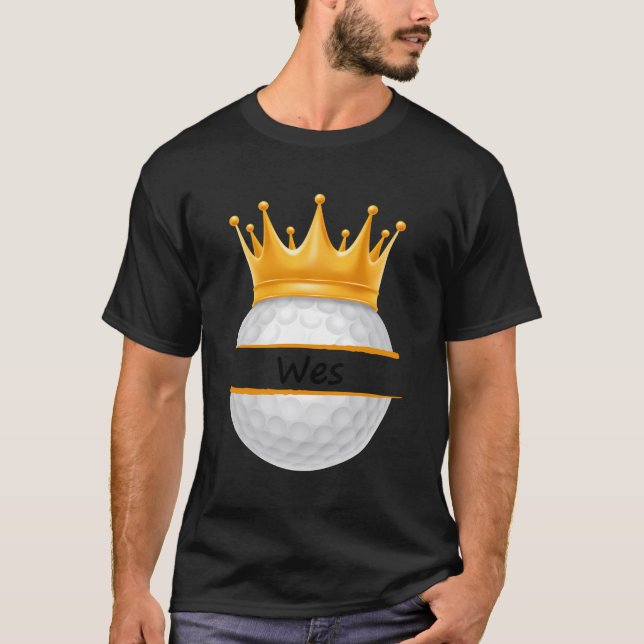 Novelty Golf Personalized Name Wes Sports Dad T-Shirt (Front)