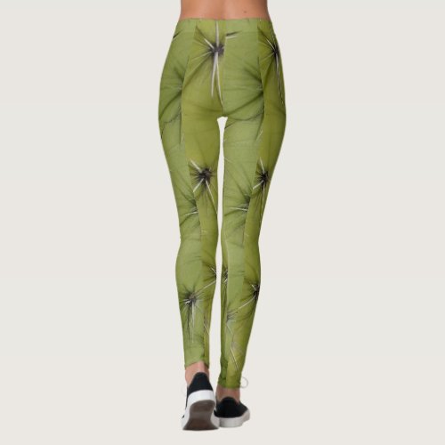 Novelty green cactus pricks print leggings