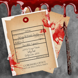 Novelty Halloween Toe Tag Coroners Office Invites