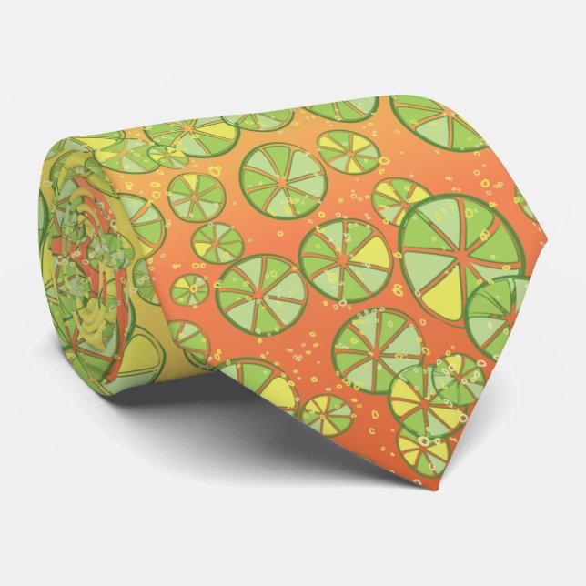 Novelty Happy Fiesta Spicy Margarita & Limes Neck Tie (Rolled)
