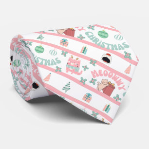 Novelty Holiday Cat Christmas  Neck Tie