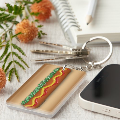 Novelty Hot Dog Graphic Keychain