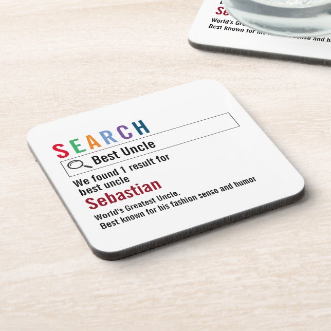 Novelty Internet Search Result Personalized Beverage Coaster (Left Side)