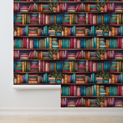 Novelty Library Bookcase  Wallpaper