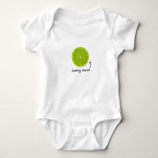 novelty "looking sharpe" lime baby clothes baby bodysuit (Front)