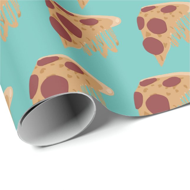 Novelty Melting Cheese Pepperoni Pizza Pattern Wrapping Paper (Roll Corner)