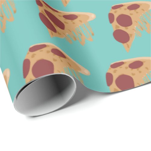 Novelty Melting Cheese Pepperoni Pizza Pattern Wrapping Paper