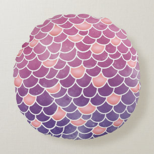 Novelty Mermaid Tail Scallop Pink & PurpleTextured Round Pillow