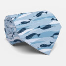 Novelty Narwhal Waves Allover Print Neck Tie Novelty Narwhal Waves Allover Print Neck Tie