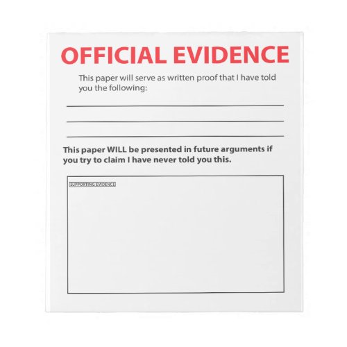 Novelty Official Evidence Funny Notepad 2
