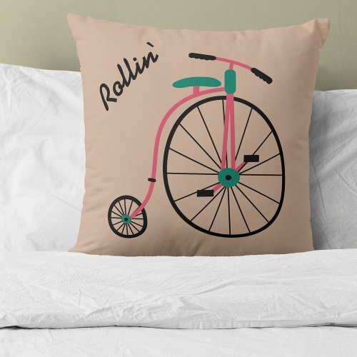 Novelty Old Fashioned Bike Throw Pillow