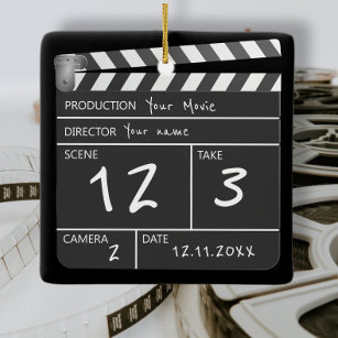 Novelty Personalized Custom Movie Clapperboard Ceramic Ornament