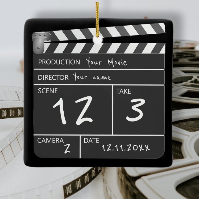 Novelty Personalized Custom Movie Clapperboard Ceramic Ornament (Creator Uploaded)