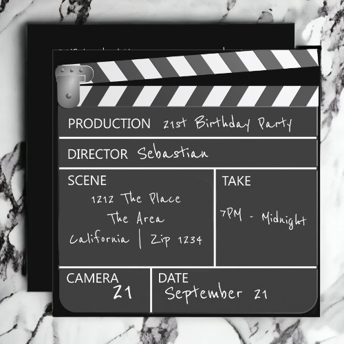 Novelty Personalized Custom Movie Clapperboard Invitation