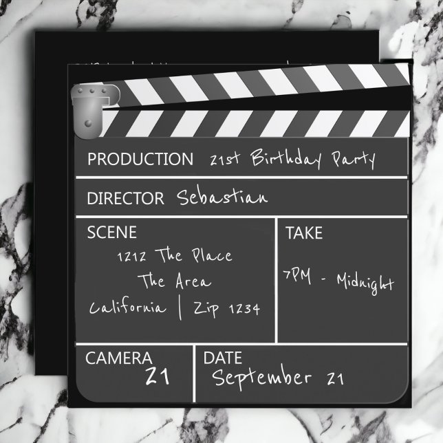 Novelty Personalized Custom Movie Clapperboard Invitation (Creator Uploaded)