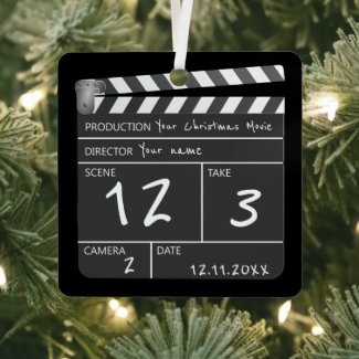 Novelty Personalized Custom Movie Clapperboard Metal Ornament