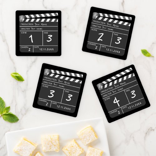 Novelty Personalized Movie Clapper Board Coaster Set