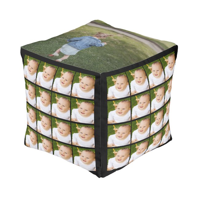 Novelty Personalized Photo Collage Pouf (Angled Front)