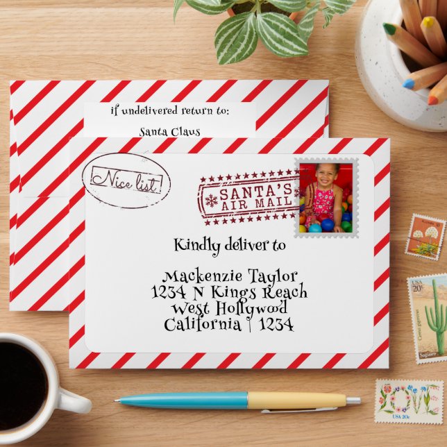 Novelty Personalized Santa Air Mail Envelope (Desk)