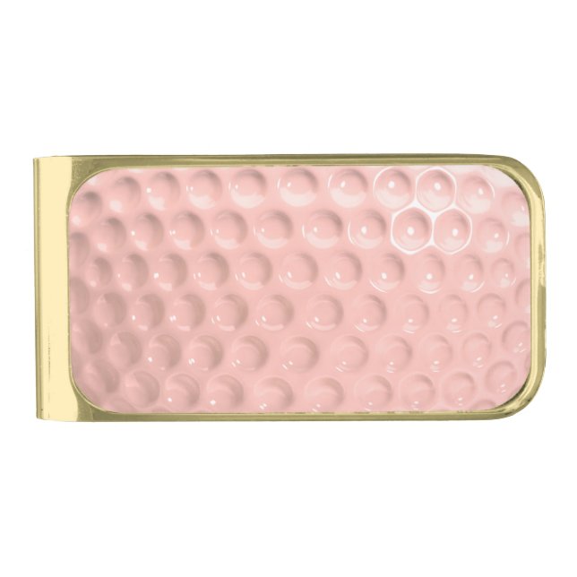 Novelty Pink Golf Ball Gold Finish Money Clip (Front)