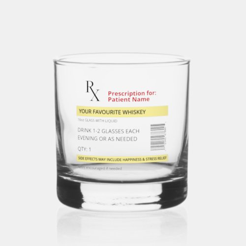 Novelty Prescription Whiskey Glass Customizable