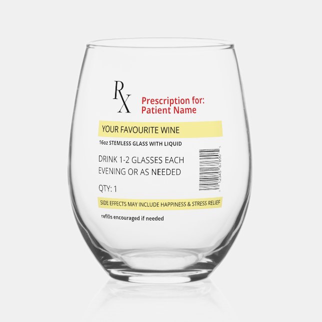 Novelty Prescription Wine Glass Customizable (Front)