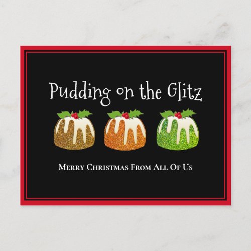 Novelty PUDDING ON THE GLITZ Corporate Christmas Holiday Postcard