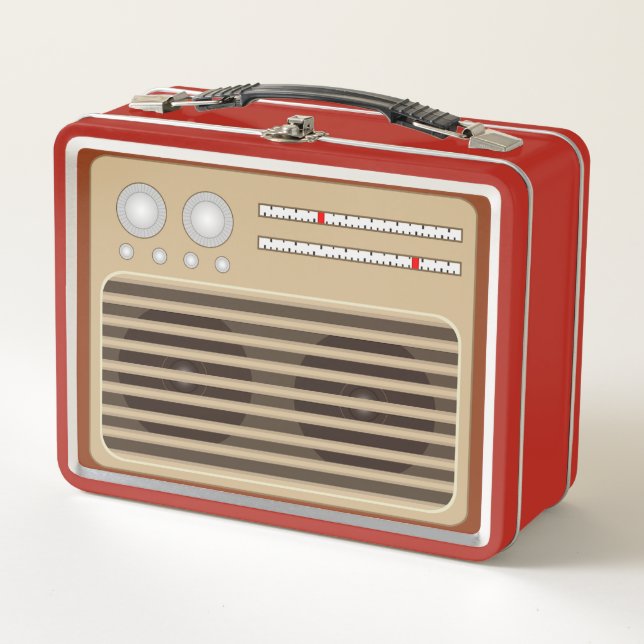 Novelty Retro Radio Effect Metal Lunch Box (Front)