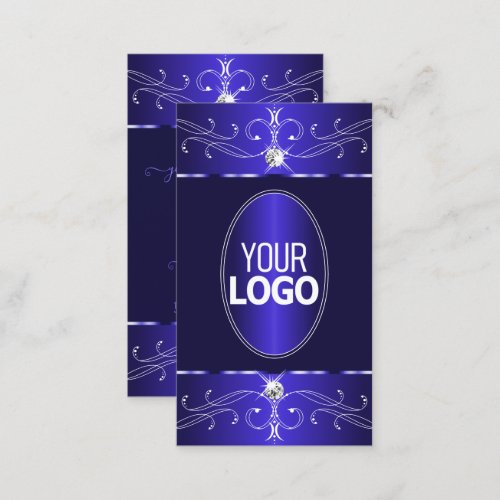 Novelty Royal Blue Ornate Ornaments with Logo Chic Business Card