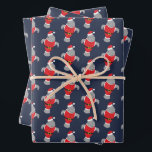 Novelty Santa Animal Manatee Christmas Wrapping Paper Sheets<br><div class="desc">Manatee wrapping paper sheets with cartoon manatees dressed up in Santa outfits all in a pattern on a navy blue background. Make your gifting festive and aquatic in a way they aren’t expecting. Choose this wrapping paper and have some extra fun, to go with your already merry Christmas! Novelty Santa...</div>