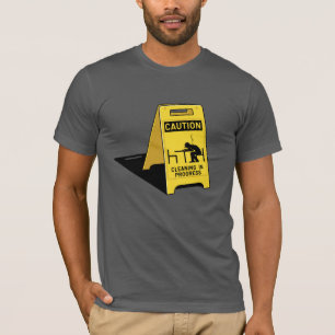 Novelty Sci-Fi Caution wet floor sign T-Shirt