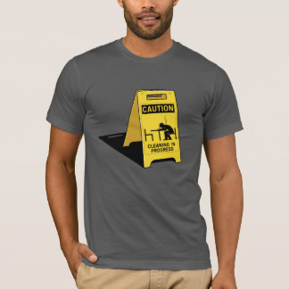 Novelty Sci-Fi Caution wet floor sign T-Shirt