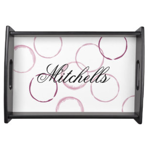 Novelty serving tray with red wine stain rings