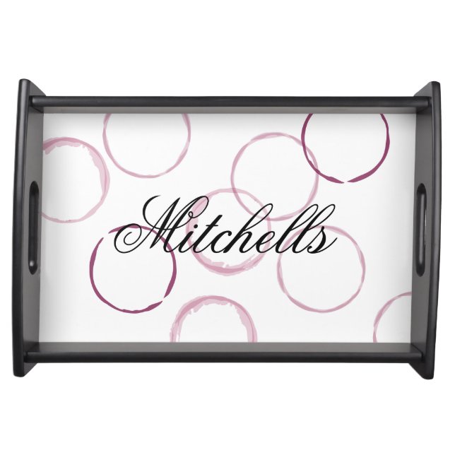 Novelty serving tray with red wine stain rings (Front)