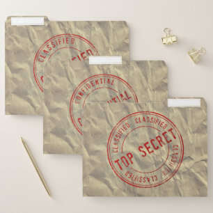 Novelty Top Secret on Wrinkled Paper File Folders