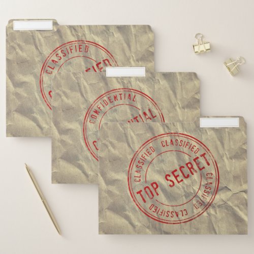 Novelty Top Secret on Wrinkled Paper File Folders