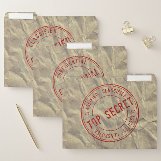 Novelty Top Secret on Wrinkled Paper File Folders (Set)