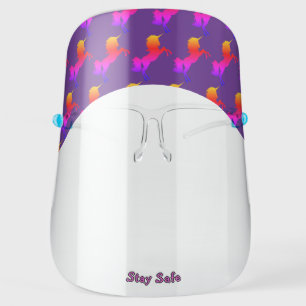 Novelty UNICORN Stay Safe Customizable PURPLE Face Shield