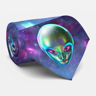 Novelty unusual Alien Face Neck Tie