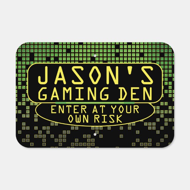 Novelty Video Gaming Den Personalized Room Sign (Front)