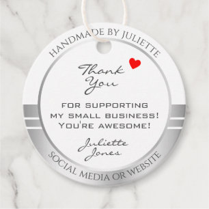 Novelty White & Silver Product Packaging Thank You Favor Tags