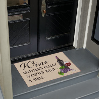 Novelty Wine Deliveries With A Smile Doormat