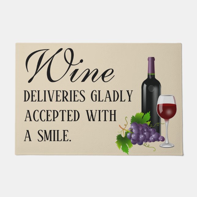 Novelty Wine Deliveries With A Smile Doormat (Front)