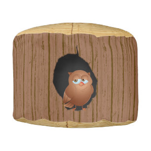 Novelty Woodland Forest Tree Stump Owl Pouf