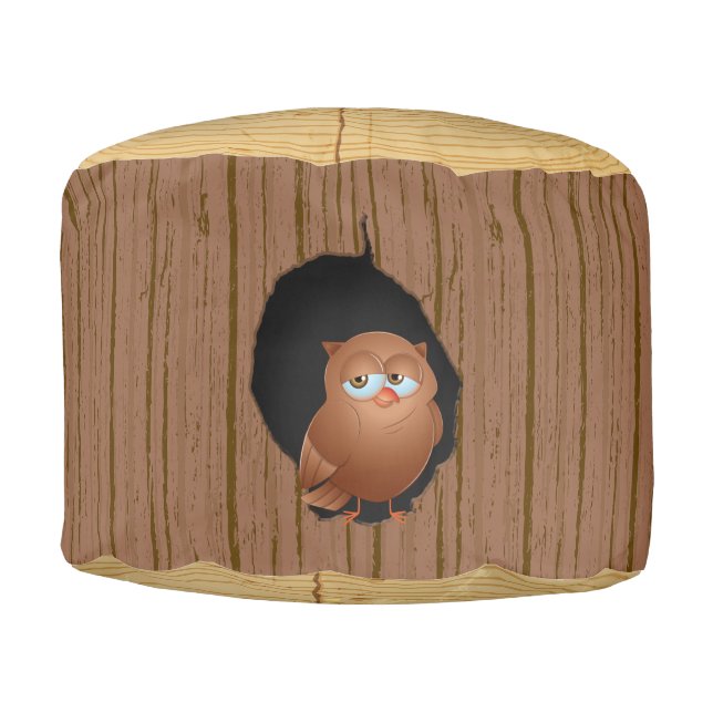 Novelty Woodland Forest Tree Stump Owl Pouf (Front)