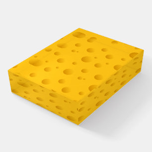 Novelty yellow cheese block acrylic paperweight