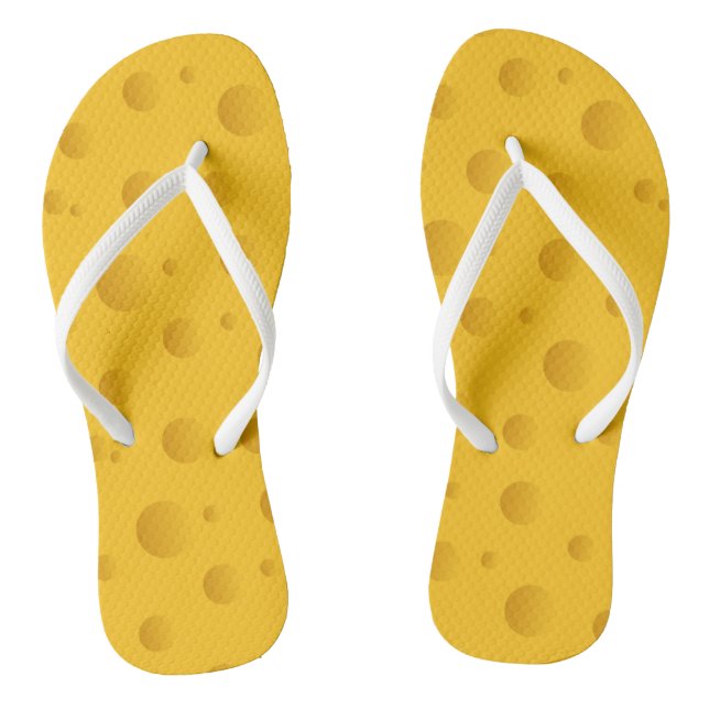 Novelty yellow swiss cheese beach flip flops (Footbed)