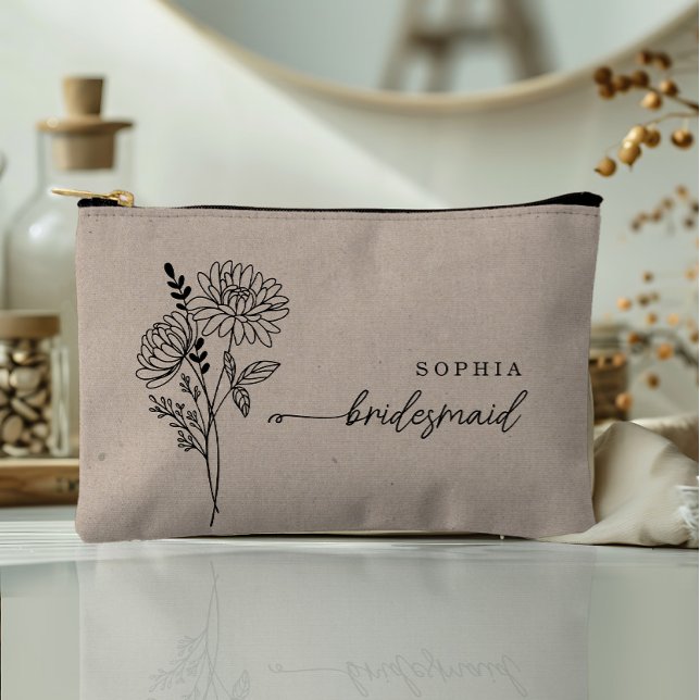 Novembe Birth Month Flower Personalized Bridesmaid Accessory Pouch (Creator Uploaded)