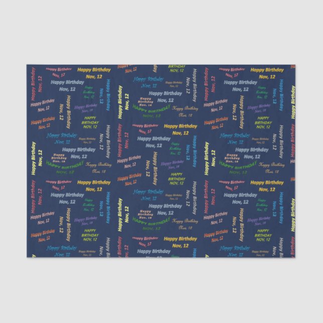 November, 12 Birthday Tissue Paper (Front)